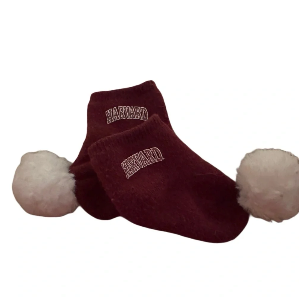 Kids' Harvard Maroon Socks with White Pom Poms